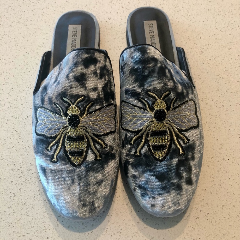Steve Madden Blue Velvet Mules Sz 10M